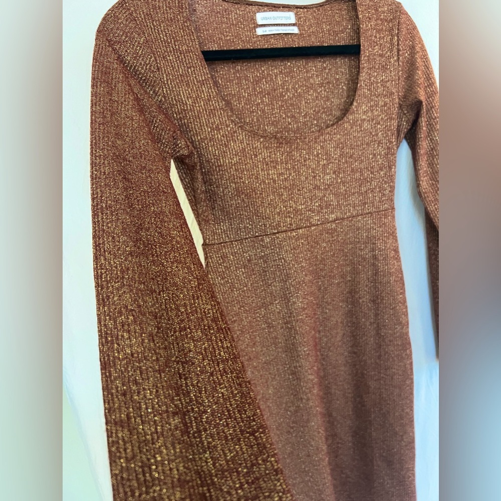 Gold/Bronze Longsleeve Bodycon Dress (Urban Outfitters)